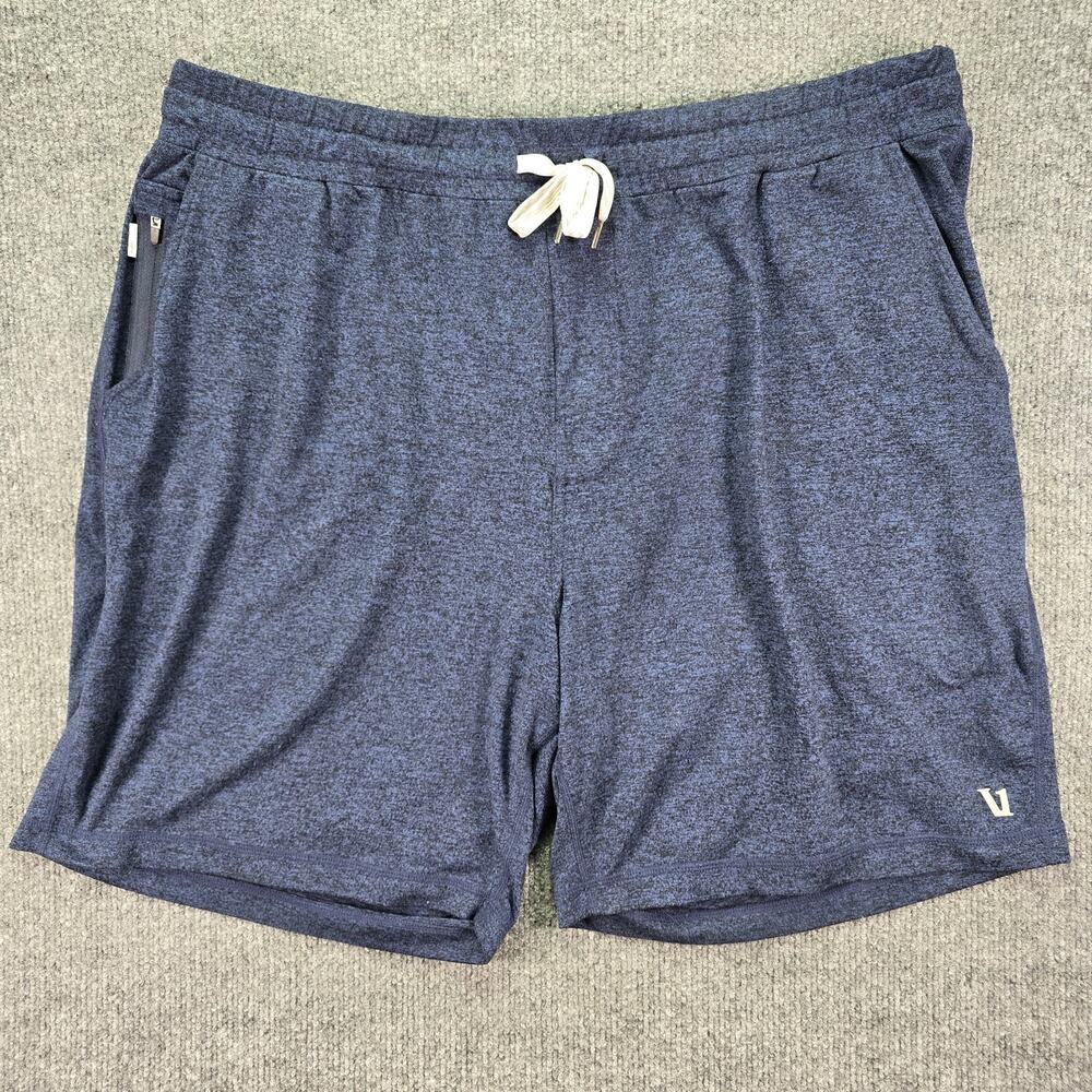 Vuori Ponto Shorts Mens XXL Heathered Navy Blue Drawstring Gym Casual 8" Stretch